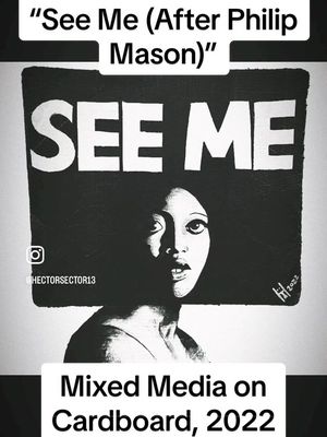 A post by @hectorsector13 on TikTok caption: “See Me (After Philip Mason)” Mixed Media on Cardboard, 2022 (repost) I made this a couple of years back for black history month. I saw this beautiful photograph taken back in the 1960’s by photographer Philip Mason of a woman with an amazing square Afro. I just knew I had to make an art piece off of that. I always want my art to be as relatable as I can make it, but obviously there are some experiences that I don’t share with some of my colleagues. I still want to show my support for everyone in the most respectful ways that I can and show off the beauty that I see in everyone. Hope you all have an amazing Saturday, and keep being amazing human beings to each other as well as yourselves :) #fyp #foryou #foryoupage #art #artist #artwork #artstuff #blacklivesmatter #blackhistory #blackhistorymonth #cardboard #cardboardart #cardboardartist #cardboardartwork #box #boxart #paint #painting #draw #drawing #mixedmedia