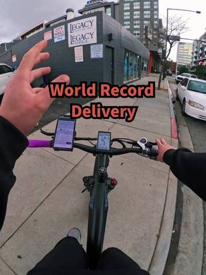 A post by @bikedasher on TikTok caption: Shortest Food Delivery PoV in History (80Feet) #ubereats #delivery #food #worldrecord #bike #work #california #fyp 