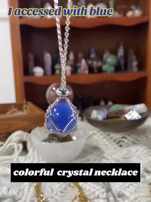 A post by @highland_crystal_select on TikTok caption: I accessed with blue necklace! #crystal #crystals #crystalnecklace #crystalsphere #fashionhacks #crystaljewerly #highlandcrystal 