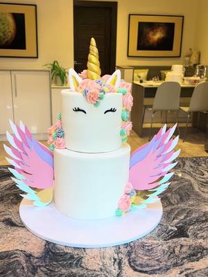 A post by @mirnacakes on TikTok caption: The making of my unicorn cake with wings #unicorn #unicorncake#