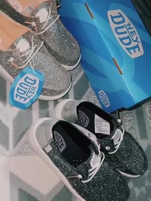 A post by @katelyn.slack on TikTok caption: couldnt be more in love #HEYDUDE #heydudeshoes #sparklyheydudes #fyp #foryou #foryoupage 