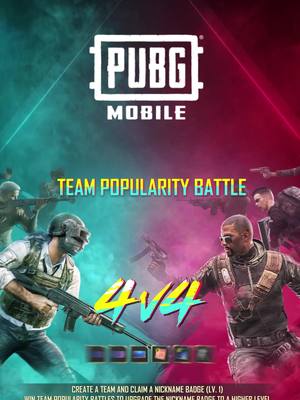 A post by @pubg.mobile_events on TikTok caption: Epic battles, awesome rewards: Grab your crew for the 4v4 Popularity Battle 👊 Tag your squad & show us what team has the most 🙌 hype for the battle!