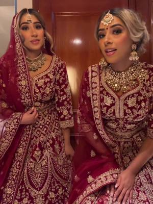 A post by @latiftwins on TikTok caption: Everyone told us we should get married on the same day so we did 👯‍♀️ #twins #bridalmakeup #desibride #pakistanibride 