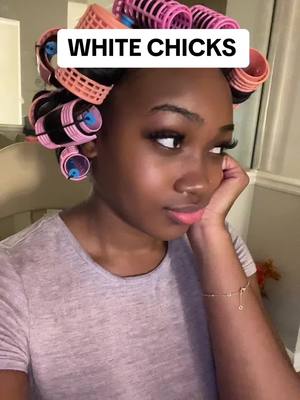 A post by @anaya.cheyenne on TikTok caption: Thats what these rollers are giving loll i had to🤷🏾‍♀️ #fyp #whitechicks #viral #rollers #funny 