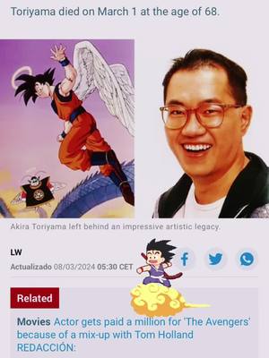 A post by @andrewakatosh on TikTok caption: Hey everyone I got some bad news the creator of my favorite show has passed away not too long ago due to acute subdural hematoma it a brain injury caused his death, Rest In Peace thank you so much giving us the enjoyment of the Dragon Ball #dragonballcreator #akiratoriyama #restinpeace #foryou 