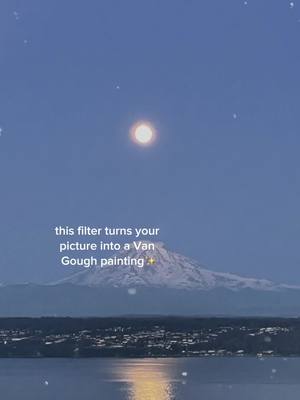 A post by @_max_and_sam_ on TikTok caption: ✨🗻🌔✨                                                                                       #pnw #mtrainier #moon #beauty #vangogh #pinturaia #IAFiltro