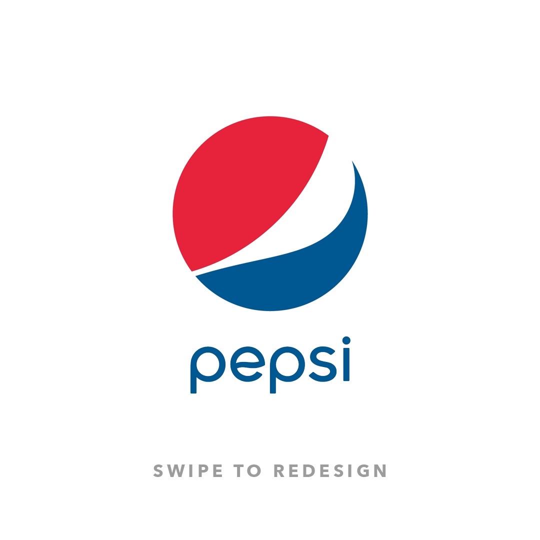 A post by @rebrandeverything on TikTok caption: 5 new spins on the PEPSI logo! 🌟 Which one captures the essence of refreshment for you? Swipe to explore and drop your favorite in the comments! #logodesign