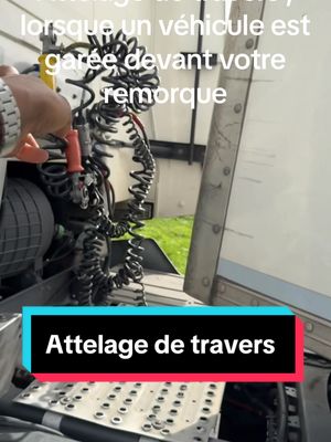 A post by @jomotors95 on TikTok caption: Lorsque que vous devez accrocher votre remorque et qu’un vehicule est garer devant , malheureusement vous avez pas le choix d’atteler vitre semi-remorque comme ca . #routier #camion #spl #poidlourd 