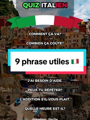 A post by @italien_facile on TikTok caption: Quiz Italien 🇮🇹 Traduis ces 12 phrases en Italien ✅ #apprendrelitalien #coursditalien #italienfacile #apprendreitalien #apprendresurtiktok #quizitalien 