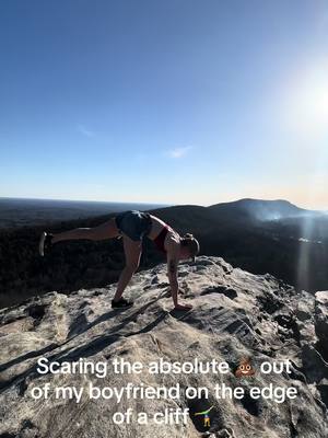 A post by @hfbroman on TikTok caption: I think he had a mini heart attack videoing. Meanwhile I was confident. #Hangingrock #oldgymnast 