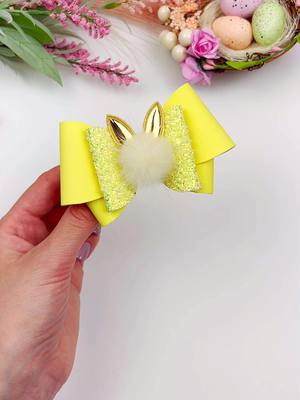 A post by @miss.o.crafts on TikTok caption: 🌷🐣 Dive into the spirit of the season with our adorable Easter Bunny Hair Bow tutorial featuring Plastic Template # 43, available in TikTok shop! 💛✂️ 🛍️✨ Head over to our TikTok shop now to snag everything you need to create this sweet accessory and make this Easter extra special! 🌟🎀 #EasterHairBow #TikTokCrafts #BunnyEars #HairAccessories #HairBowTutorial #DIYHairBows #fauxleatherbows #hairbowdiy #HairBowTemplate 