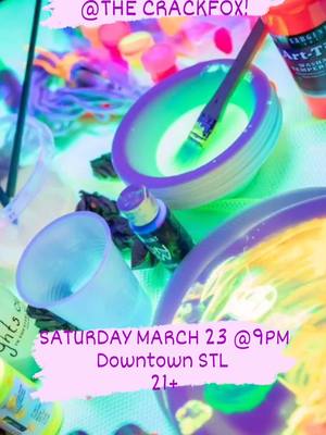 A post by @renwoodcrafts on TikTok caption: Hey #StLouis My next #glowparty is March 23rd. See you there 21+ #edm #blacklight #danceparty 