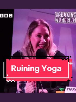 A post by @tiffstevensoncomic on TikTok caption: That time i broke yoga. Sorry not sorry #yoga #yogapose #yogawithadriene #funny #couplegoals #breakingthenews #breakingwind #tiffstevenson 