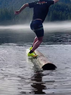 A post by @turbotomlancaster on TikTok caption: Some Logrollin shots from last weekend! I love the vibe of rolling on a bare log with corks! #logrolling #timbersports #lumberjack #loggersports #watersports #quickfeet #balance #savespeedclimbing #trending 