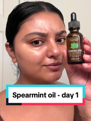 A post by @surleenkaurpawar on TikTok caption: Lets see if the spearmint oil really works or not!  #pcos #pcosawareness #facialhair #spearmintoil 