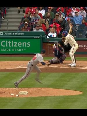 A post by @gifs_baseball on TikTok caption: Ump just called this ball three, it would have ended the inning. Instead, a run scores one pitch later with a Castellanos walk. The Phillies now lead 3-2. #umpire #umpires #MLB #baseball #Phillies #Braves #badcall #atlanta #philadelphia