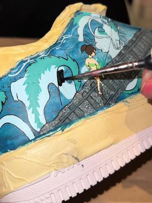 A post by @alishascustoms on TikTok caption: Painting no face 🖤#customshoes #customairforce #customsneakers #customnikes #customaf1 #customtrainers #custommade #painting #spiritedaway #studioghibli #noface #studioghibliart #haku #chihiro 