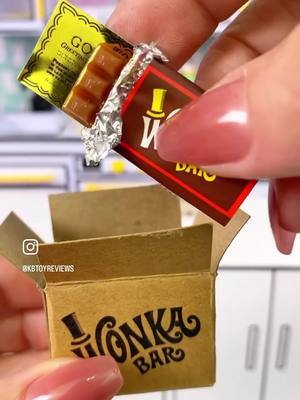 A post by @kbtoyreviews on TikTok caption: Have you ever found a GOLDEN TICKET?🎫  Let’s make some WONKA bars.🍫 #miniverse #miniversemakeitminifood #makeitmini #miniversemakeitmini #minifoods #wonka #wonkamovie #wonkabar #goldenticket #freeproducts #diytoys #resinart #wonka2023 @Miniverse 