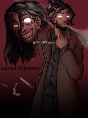 A post by @god.of.pigeons on TikTok caption: Lucas Johnson, one of my favorite OCS and this is his redesign ❤️❤️❤️ he's perfect now 😭 #foryou #creepypasta #creepypastoc #speedpaint #fyp 