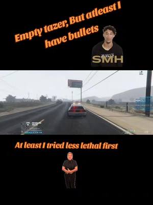 A post by @turboterry77 on TikTok caption: I tried less lethal but it was empty. Suspect still had shotgun in hand when pushed. I was afraid he was gonna still use it.  #shithappens #wtf #lmfao #crash #badcops #negligence #enemyofthestaterp #eots #fivem #gta5 #gta5rp #lethalforce #taser 