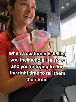 A post by @mikaylaeh on TikTok caption: #barista #customerservice #coffeee #storytime #worklife 