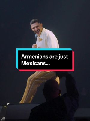 A post by @theandrewschulz on TikTok caption: Shout out my Armos 🇦🇲 🇦🇲 🇦🇲 Love y'all!!! We know you're really Mexicans. Stop the cap. Nashville 4/18, Austin 4/19, Phoenix 4/20 ##TheLifeTour##andrewschulz##standupcomedy