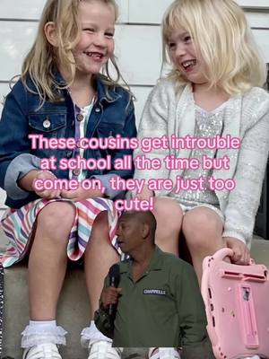 A post by @auntiebebe on TikTok caption: #Meme #MemeCut These two are cousins who are both in kindergarten and go to the same school. They are no longer allowed to sit together 😂