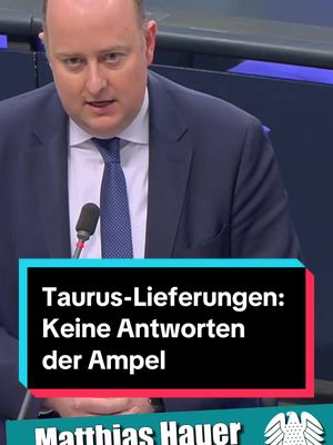 A post by @matthias.hauer.mdb on TikTok caption: Um gegen den russischen Angriffskrieg standhalten zu können, braucht die Ukraine weitreichende Waffensysteme - wie beispielsweise den Marschflugkörper Taurus. Mit Spanien und Südkorea nutzen bereits zwei befreundete Länder das Waffensystem Taurus ohne Unterstützung der Bundeswehr und ohne Mitsprachemöglichkeiten Deutschlands. Wieso die Bundesregierung diesen Ländern mehr als der Ukraine vertraut, dazu hatte Staatssekretär Hitschler (SPD) in der Fragestunde keine Antwort. #matthiashauer #ukraine #russland #taurus #politik #politiktiktok 