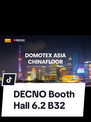 A post by @spcvinyl on TikTok caption: #DOMOTEX #shanghai DECNO OEM & ODM  #Flooring & #Walls solutions #domotexasia #DECNO #magiccity #chinafloor 