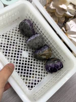 A post by @landcrystal.juma on TikTok caption: Today’s new baskets#fyp #crystal #crystalbaskets #amethystcluster 