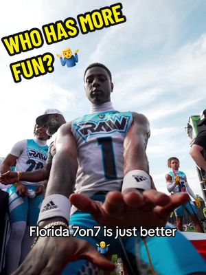 A post by @raw7v7 on TikTok caption: What state has the best football? 🤔 #7on7football 