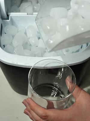 A post by @ice.burgerking on TikTok caption: Soft ice.bullet ice #icemaker #icecubes #asmr #smallappliances #kitchengadgets #tiktokmademebuyit #icetok #softice #bulletice #icedrink #satisfying #bulleticemaker 