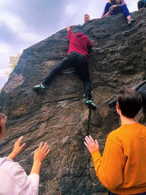 A post by @shecallsmelady on TikTok caption: Its not just a boulder, its a rock! #centralpark #nyc #rockclimbing #bouldering 