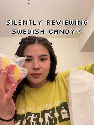 A post by @ronnie.mie on TikTok caption: Not so silent review of swedish candy from @Sockerbit Candy 🍭 spoiler- i loved it and it was worth the wait.               #fyp #swedishcandy #sockerbit #candy #sour #gummies 