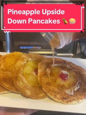 A post by @touwannatierra on TikTok caption: PINEAPPLE 🍍 UPSIDE DOWN PANCAKES 🥞 🫠🤤😋 #pineapple #pancakes #recipes #ninja #sizzle #griddle #fyp #foryou #foryoupage #food