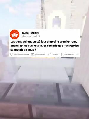 A post by @france_reddit on TikTok caption: Tu as déjà quitté un travail le premier jour ? Si oui, pourquoi ? #redditfr #travail #histoirereddit