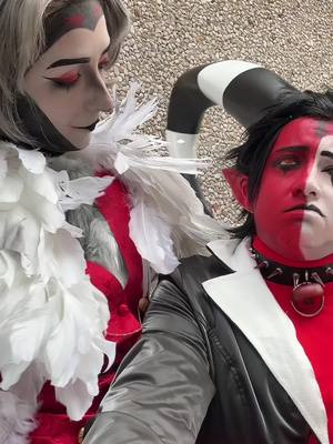 A post by @eywen.cos on TikTok caption: I k1ll people now…  Stolas: @Luciffe ⛓🐍🖤 #blitz #blitzø #blitzøhelluvaboss #helluvaboss #helluvabosscosplay #stolas #stolashelluvaboss 