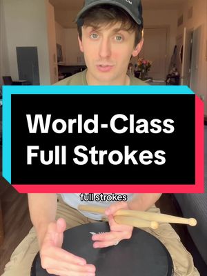 A post by @ on TikTok caption: World Class Full Strokes Breakdown #Drumline #marchingpercussion #jccalhoun #eightandin #marchingsnaredrum  #drumlinehelp #drumlinetips 8&IN Percussion Studio LLC How to play full strokes Drummer stroke types