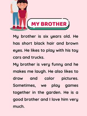 A post by @mayhoctienganh on TikTok caption: Topic: My brother. #englishforkids #englishlesson #speakingenglish #learnenglish #englishforbeginners #mayishere 