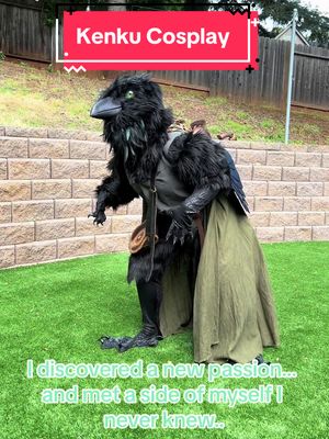 A post by @broodmothersnest on TikTok caption: Welcome my Kenku Winnimere! Took some time for myself and decided to make a cosplay. I have never even touched a needle and thread before. Everything is hand made by me other than the clothes/accessories and base mask 🐦‍⬛. #dungeonsanddragons #cosplay #kenku #crow #raven 