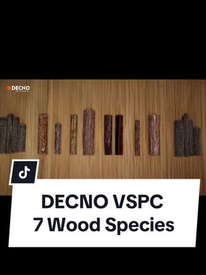 A post by @spcvinyl on TikTok caption: What Wood You Like？ DECNO Hardwood SPC-Se7en Wood Species #woodflooring #vspc #decno 