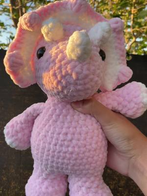 A post by @uusserr447 on TikTok caption: Pink Triceratops 👀👀 #plush #crochet #foryou #fyp #pink #triceratops 