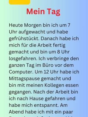 A post by @tikdeutsch on TikTok caption: mein Tag #tedesco #deutschland #deurschlernen #deutsch #ألمانية #allemand 