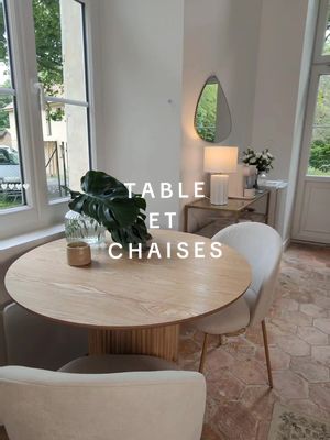 A post by @celinemonsoon on TikTok caption: J'installe ma table et mes chaises✌🏼Il commence vraiment à ressembler à quelque chose cet appart 🤍 #appartement #demenagement  #decoration #chezmoi #cozy 