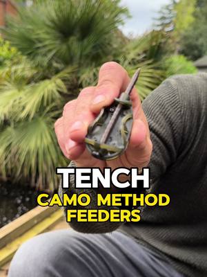 A post by @nickmarshangler on TikTok caption: KORUM CAMO METHOD FEEDERS. Tench fishing essential. #tenchfishing #fishingtips #tenchfishinguk #coarsefishing 