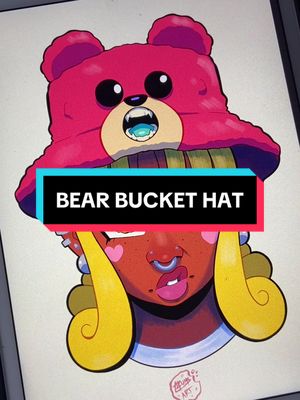 A post by @crumsart on TikTok caption: Drawing a girl with a bear bucket hat. It’ll be dope to actually bring that to life lol. The program i use is procreate!  #procreate #digitalart #digitaldrawing #artist #fashion #ipaddrawing #blackart #anime #manga 