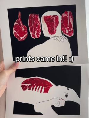 A post by @ezurokii on TikTok caption: YAYY prints if anyones interested! and ignore my weird thumb SORRZ (this is my last meat post i swear) #art #meat #ethelcain #prints 