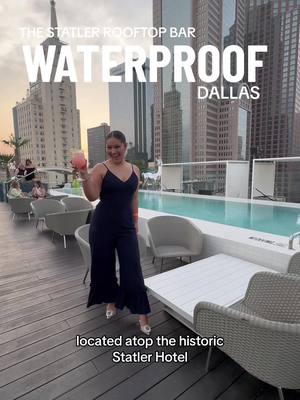 A post by @sashazavala on TikTok caption: Waterproof, one of the best rooftop bars in Dallas is officially open for the summer. Located atop the historic Statler Hotel, Waterproof has one of the coolest 360 views of the Dallas skyline. Not only will you get the best view in the city, but the ambiance is what keeps Dallasites coming back.  This hotspot features a rooftop pool, cabanas, lively music, an indoor lounge, and a well-stocked bar ready to bring all the summer vibes. the vibes to your summer. So, grab a couple of friends this season and head over to the Statler! Send this to your friends and follow us for more Dallas-Fort Worth fun ideas! Check out these events at the Statler to amplify your summer: * Waterproof’s Weekly Ladies Night: Complimentary entry for ladies 21+ from 7-10 p.m. Enjoy $7 Espresso Martinis, sparkling wine, and more. * Rooftop Retreat Package: Elevate your stay with a reserved rooftop cabana at Waterproof and a $75 credit for the ultimate in relaxation and indulgence. Available for hotel guests. Don't miss out on making unforgettable summer memories at Waterproof! HOURS: Mon-Fri: 4 pm - 2 am  Sat - Sun: 11 am - 2am  LOCATION: 1914 Commerce St 19th floor, Dallas, TX 75201 . . . . #thestatlerhotel #dallastexas #dallashotels #waterproofrooftop #dallasrooftopbars #whattodoindallas #thingstodoindallas #dallasbars #dallascocktails #downtowndallas #dallaskyline #newtodallasguide #dallasfoodblogger #visitdallas 