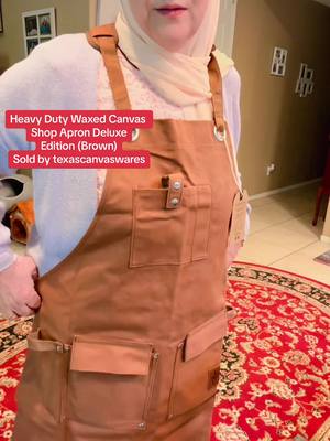 A post by @manalsharabati1 on TikTok caption: Heavy Duty Waxed Canvas Shop Apron Deluxe Edition (Brown) Sold by texascanvaswares#heavyduty #waxedcanvas #منال💜 #fypシ゚viral #ماشاءالله #explore #summershopping #TTSACL #gift #tiktokshopsummersale #activeinhalara #SuperBrandDay 