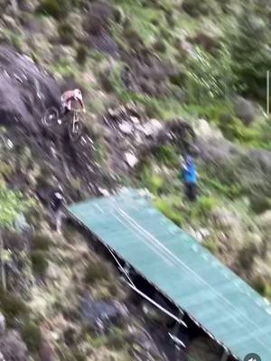 A post by @fred.ingram on TikTok caption: Mental @bernard_kerr #mtb #redbull #hardline #redbullhardline #rivergap #bikife #insane #fyp #downhill #extremesports #like 